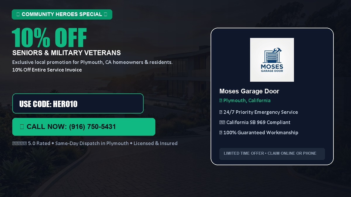 10% OFF Senior Citizens (65+) & Military / Veteran Community Discount in Plymouth, CA